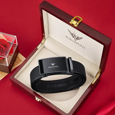 Paul Belt Luxury Leather Belt for Men, Genuine Leather Automatic Buckle Belt, Plain Business Style Alloy Soft Leather Men's Belt