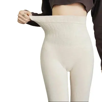 Hochbund-Damenleggings, bauchformend, nahtlos, warm - 6