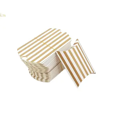 100 pieces kraft paper pillow box gift packaging box wedding candy box small size candy box folding-free - 12