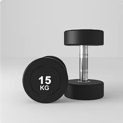 Fixed dumbbell set, rubber coated, round head, pure steel - 11