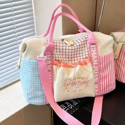Color-block travel bag, large capacity portable