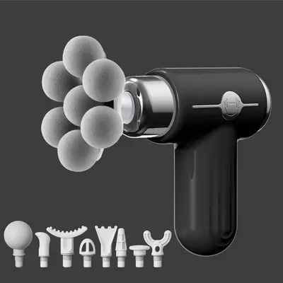 7 Başlıklı Fasya Tabancası Titreşimli USB Şarjlı Kas Masaj Aleti - 12
