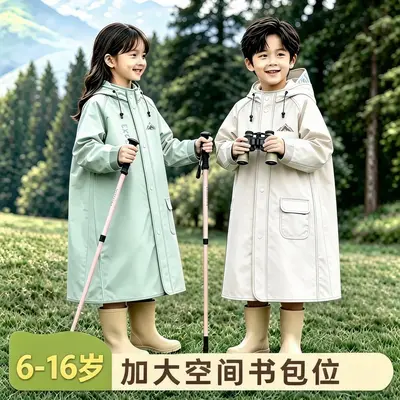 儿童雨衣男孩女孩小学生上学专用长款全身防暴雨带书包位宝宝雨衣 - 4