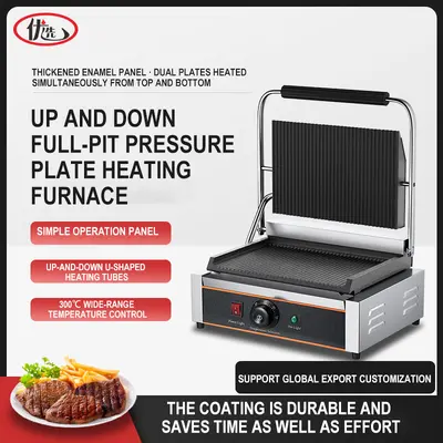 Commercial Electric Flat Top and Bottom Press Grill and Panini Machine - 2