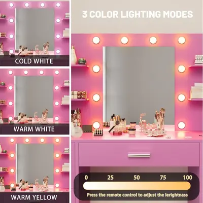 Bedroom Vanity Table with Storage Cabinet, Two-in-One