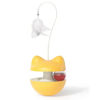 Feather Bell Cat Teaser Wand with Chew-Resistant Plush Ball - 10