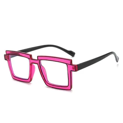 Color-Block Square Non-Prescription Glasses with Blue Light Protection - 9