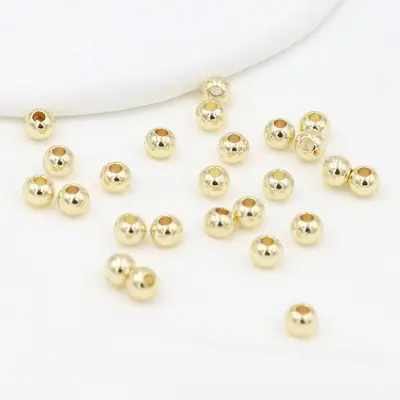 14K18K gold-plated round spacer beads, shiny plain-hole DIY jewelry accessory - 7