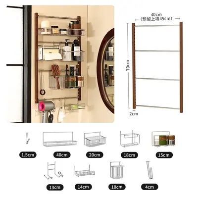 Paslanmaz çelik lavabo rafı, duvar tipi, modüler, delinmesiz montaj - 9