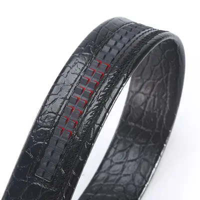 Black belt wholesale men's microfiber wear-resistant and scratch-resistant headless crocodile pattern belt automatic buckle comfortable trouser belt