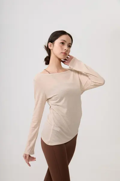 Solid Colour Long Sleeve Yoga Cover-Up, Loose Fit, Breathable - 9