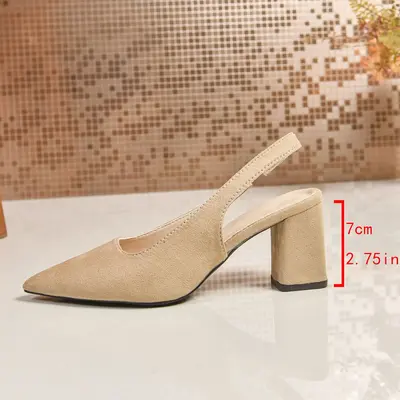 Women's Large Size Pointed-Toe High Heel Retro Baotou Shoes - 11