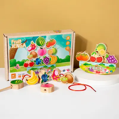 2-in-1 İp Geçme ve Yığma Oyunu, 2-6 Yaş, Büyük Boncuklu - 11