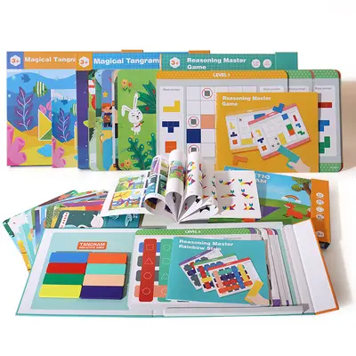 Tangram yapboz, geometrik şekiller, kare set