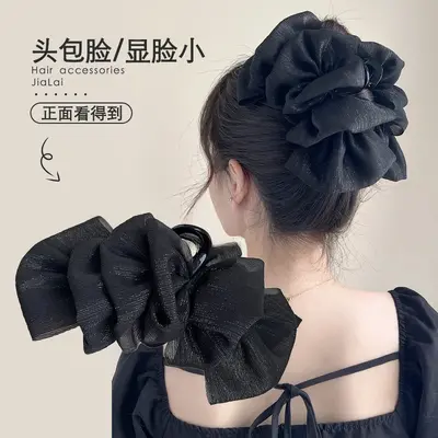 Lace seersucker hair clip shark clip extra large hair clip holder woman back hair clip 2023 new style
