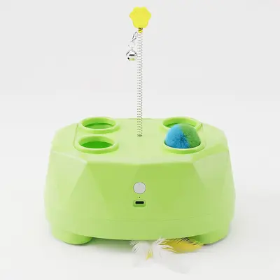 Cheese House Electric Whack-a-Mole Cat Toy with Feather Wand - 11
