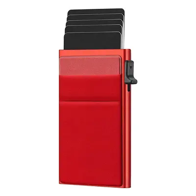 Sınır ötesi yan itmeli otomatik kart çıkarmalı alüminyum alaşımlı erkek cüzdanı RFID anti-manyetik ince kredi kartı tutucu cüzdan S124 - 9