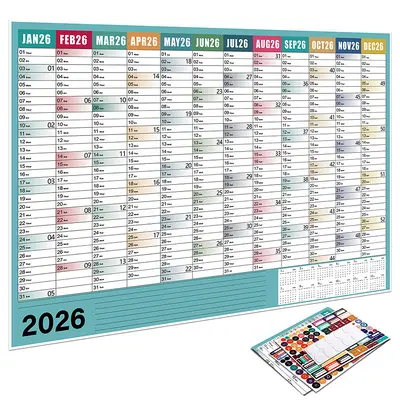 2026 Full-Year English Wall Calendar Minimalist Planner - 12