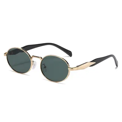 Oval Metal Frame Retro Sunglasses - 13