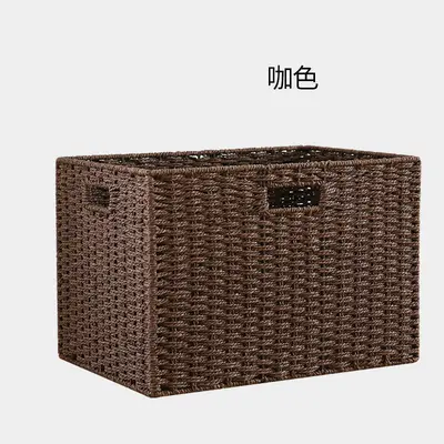 仿草带盖收纳箱杂物衣物零食收纳框收纳筐家用编织储物玩具收纳 - 11
