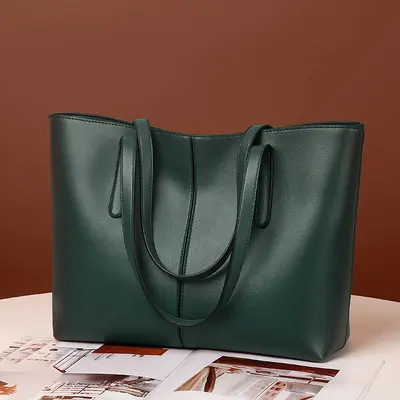 Große Damenhandtasche, schlichte Pendler-Tote-Bag mit Schultergurt