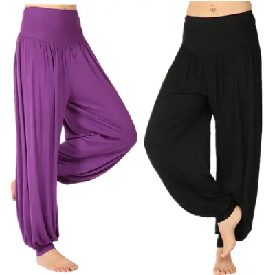 Loose Modal Yoga Pants with Cuffs for Dance and Tai Chi