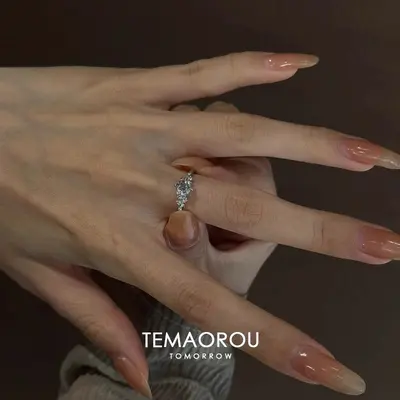 Silver diamond ring, open design, index finger - 2