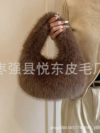 Kadın peluş el çantası, sonbahar ve kış modeli, küçük boy - 4