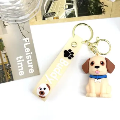 新款卡通萌宠小狗钥匙扣软胶公仔钥匙链情侣包包挂饰可爱小狗挂件 - 11