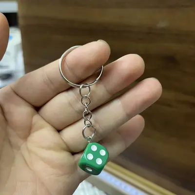 2CM Resin Dice Keychain, Solid and Colored - 10