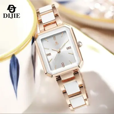 Damenuhr, Luxus, Diamant, quadratisches Zifferblatt, elegant, Quarz