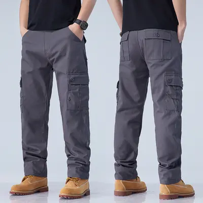Men's Multi-Pocket Loose Straight-Leg Cargo Pants, Durable - 5