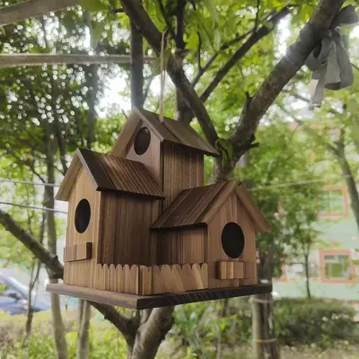 Vogelkäfig aus Massivholz für Papageien, 3 Zimmer, für draußen