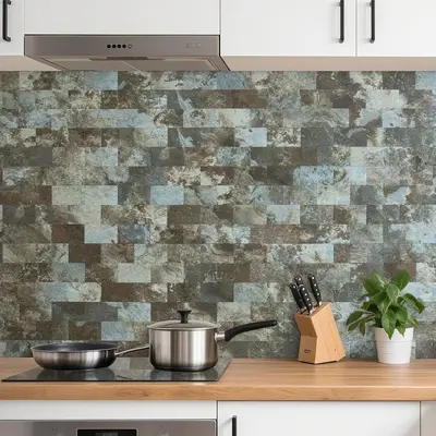 Thick PVC Self-Adhesive Wall Tile, Stone Look, 30x30 cm, Light Brown