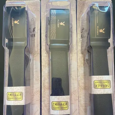 Playboy boxed display leather belt wholesale men's automatic buckle belt plastic box belt street stall business belt for men