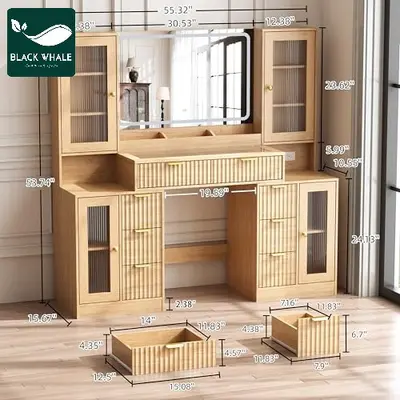 Nordic Style Vanity Table, Multifunctional, Bedroom
