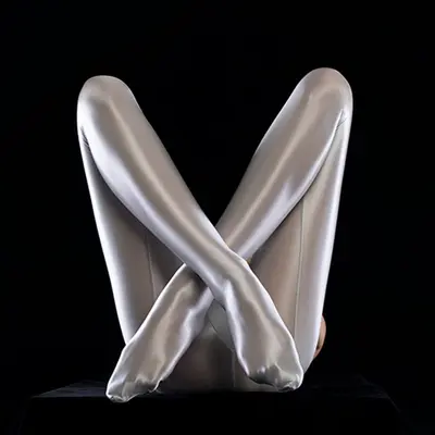 Glossy Silky 80D Thick Opaque Tights, Dance and Yoga Crotchless Style - 7