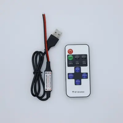RF11 anahtarlı tek renkli kontrol cihazı DC başlıklı 5V LED ışık şeridi uzaktan kumandalı mini siyah ve kırmızı kablolu COB ışık şeridi dimmeri - 13