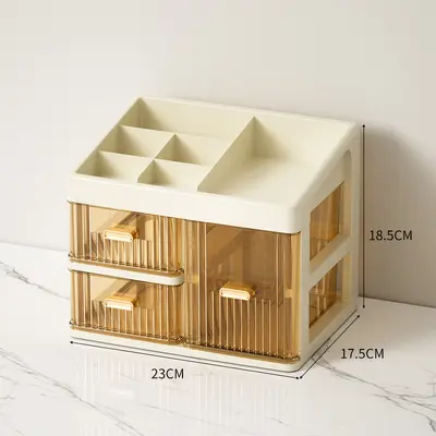 Desktop storage box with drawers dustproof stationery organizer - 7