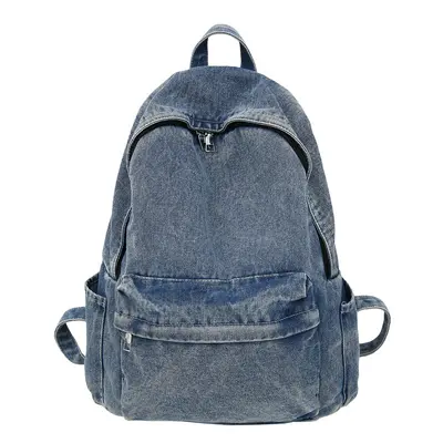 Women's Denim Backpack in Hong Kong Style, Large Capacity, Lightweight - 10