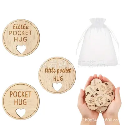 Natural Wooden Heart Token, Laser Engraved Encouragement Gift