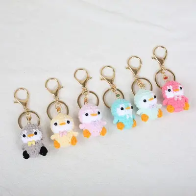 Handmade Knitted Little Penguin Keychain, Crocheted Wool Pendant