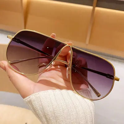 Large-Frame Metal Toad Sunglasses, Versatile Fashion Street Style - 3