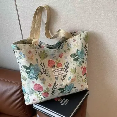Large Capacity Women's Canvas Tote Bag Single Shoulder Commuter Handbag - 5