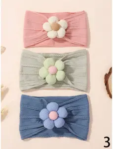 Baby Headband Set, Soft Nylon, Flower Design - 9
