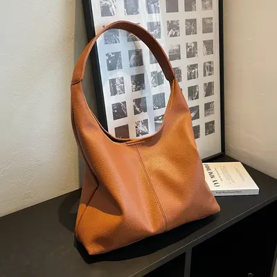 Women's Single-Shoulder Tote Bag, Large Capacity, Minimalist Casual Underarm Bag - 3