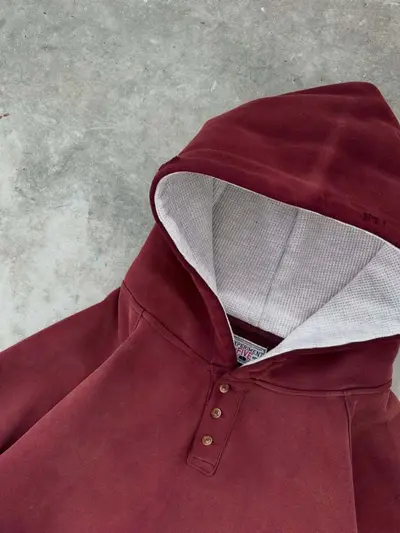 Erkek Düz Renk Düğmeli Kapüşonlu Sweatshirt, Retro Sokak Modası