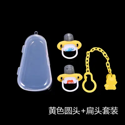 Baby pacifier set with silicone pacifier and chain, cartoon design - 8