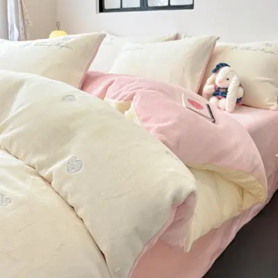 Embroidered Milk Velvet Bedding Set, 4-Piece Thickened Winter - 10