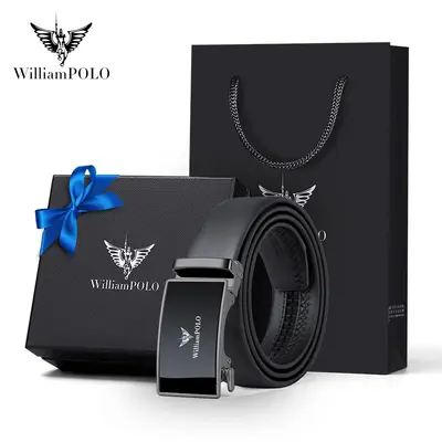 Paul Belt Luxury Leather Belt for Men, Genuine Leather Automatic Buckle Belt, Plain Business Style Alloy Soft Leather Men's Belt - 10